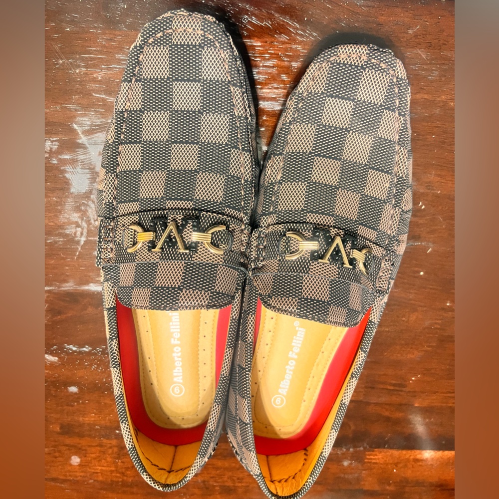 Alberto Fellini Checkered Black and Tan Loafers